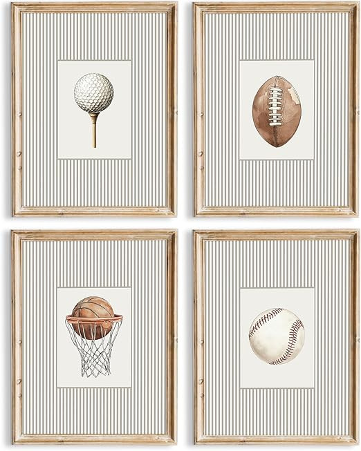 Sports Wall Art Decor Toddler Boys Room Canvas Prints Vintage Sports Nursery Wall Decor Kids Post... | Amazon (US)