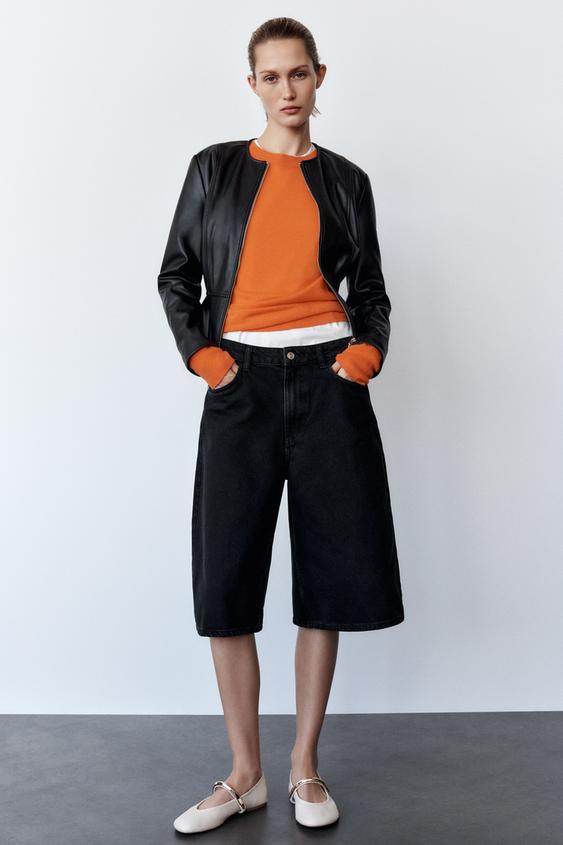 FAUX LEATHER PEPLUM JACKET | Zara US