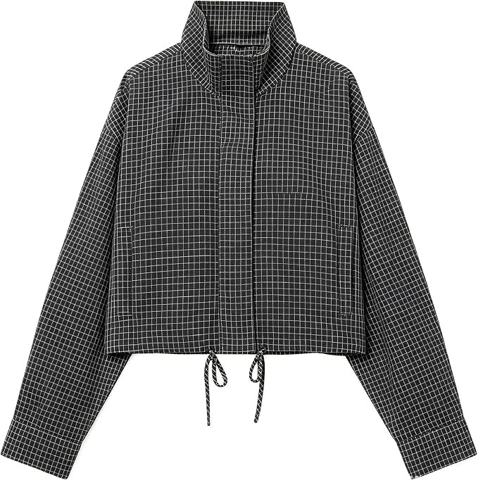 Womens Stand Collar Jacket Lightweight Casual Zip Up Coat | Amazon (US)