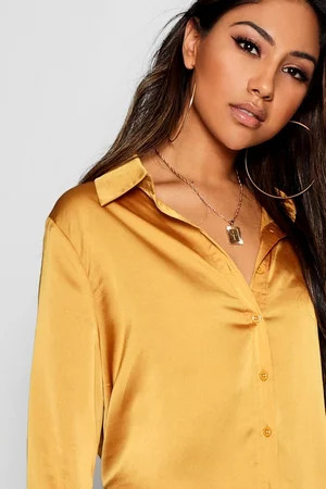 Woven Satin Oversized Long Sleeve Shirt | Boohoo.com (UK & IE)