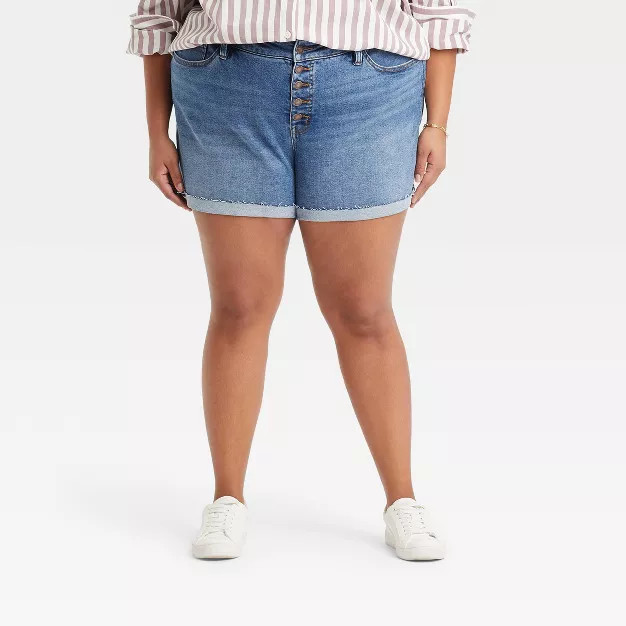 Women's Plus Size Mid-Rise Jean Shorts - Ava & Viv™ | Target
