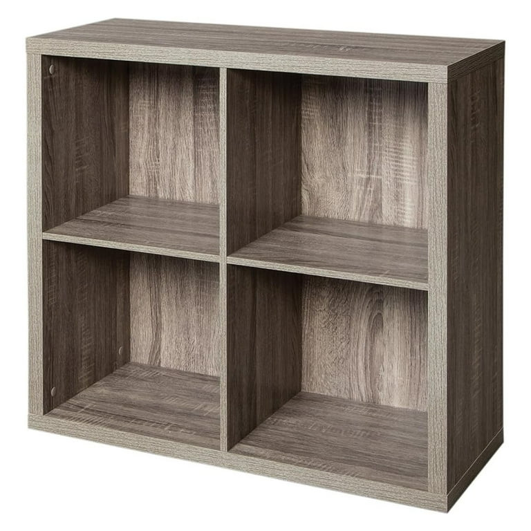 ClosetMaid 4 Cube Storage Shelf Bookshelf Organizer with Back Panel, Gray | Walmart (US)