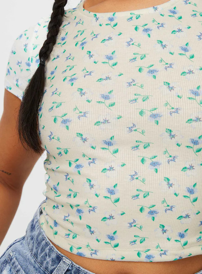 Kapner Baby Tee Blue Floral | Princess Polly US