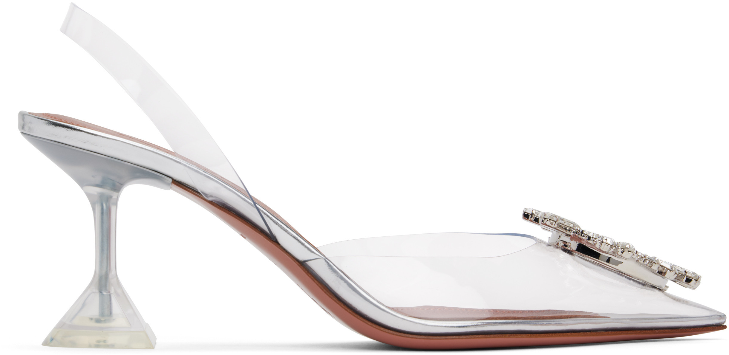 Amina Muaddi Transparent Begum Glass Sling 70 Heels | SSENSE