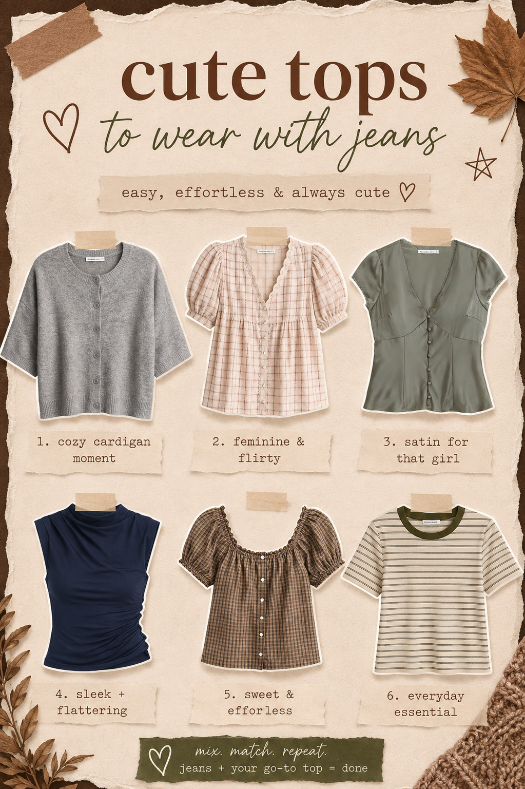 The easiest outfit formula: cute top + your favorite jeans 🤎 These are the tops I’d reach for when I want to look put together without actually having to think about an outfit 😂 Easy, flattering + perfect for heading into fall. Linking all 6!

#fallstyle #millennialstyle #casualoutfits #ltkfashion #falltops 

 #LTKdayinmylife #LTKgrwm #LTKootd