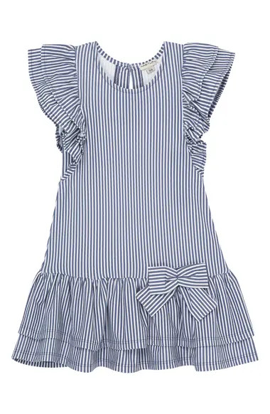 Habitual Girl Kids' Flutter Sleeve Stripe A-Line Dress (Little Girl) | Nordstrom