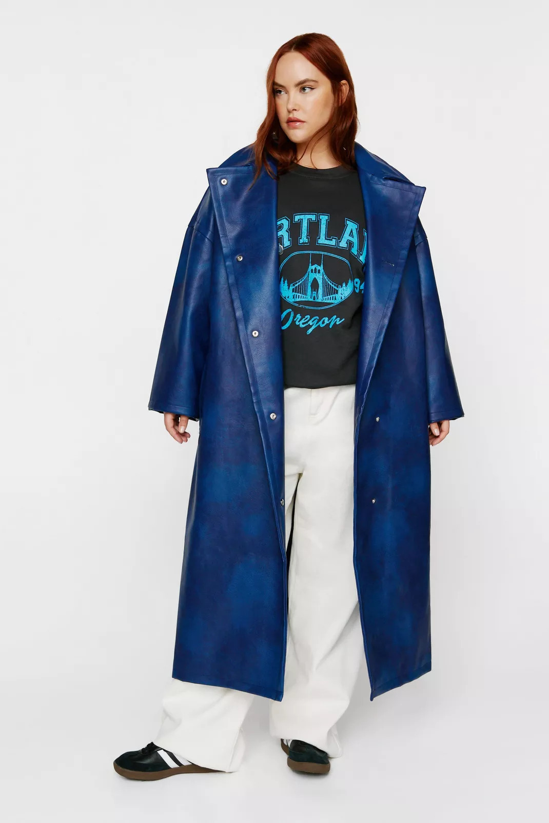 Plus Size Distressed Faux Leather Trench Coat | Nasty Gal US