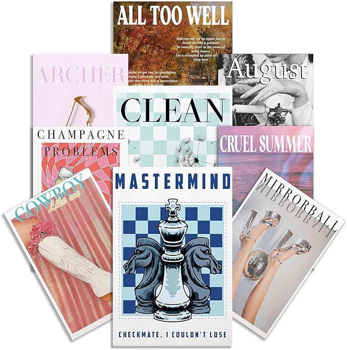 JIAZH Vintage Taylor Music Posters for Room Aesthetic Album Cover Paper Poster for Walls Set of 9... | Amazon (US)