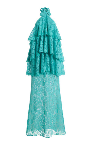 Exclusive Gaia Tiered Lace Maxi Halter Dress | Moda Operandi (Global)