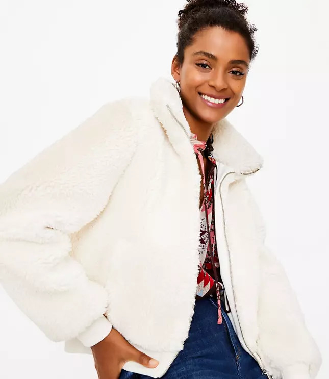 Sherpa Bomber Jacket | LOFT