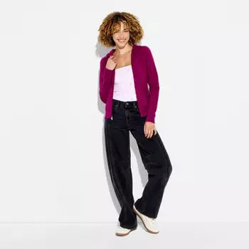 Women's Hooded Spongy Zip-Up Sweatshirt - WIld Fable™ Berry Purple S | Target