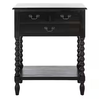 SAFAVIEH Athena 3-Drawer Black Wood Console Table CNS5703B - The Home Depot | The Home Depot