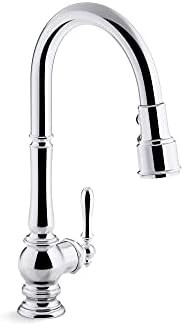 KOHLER K-99259-CP Artifacts Single-Hole Kitchen Sink Faucet with 17-5/8-Inch Pull-Down Spout, 3-F... | Amazon (US)