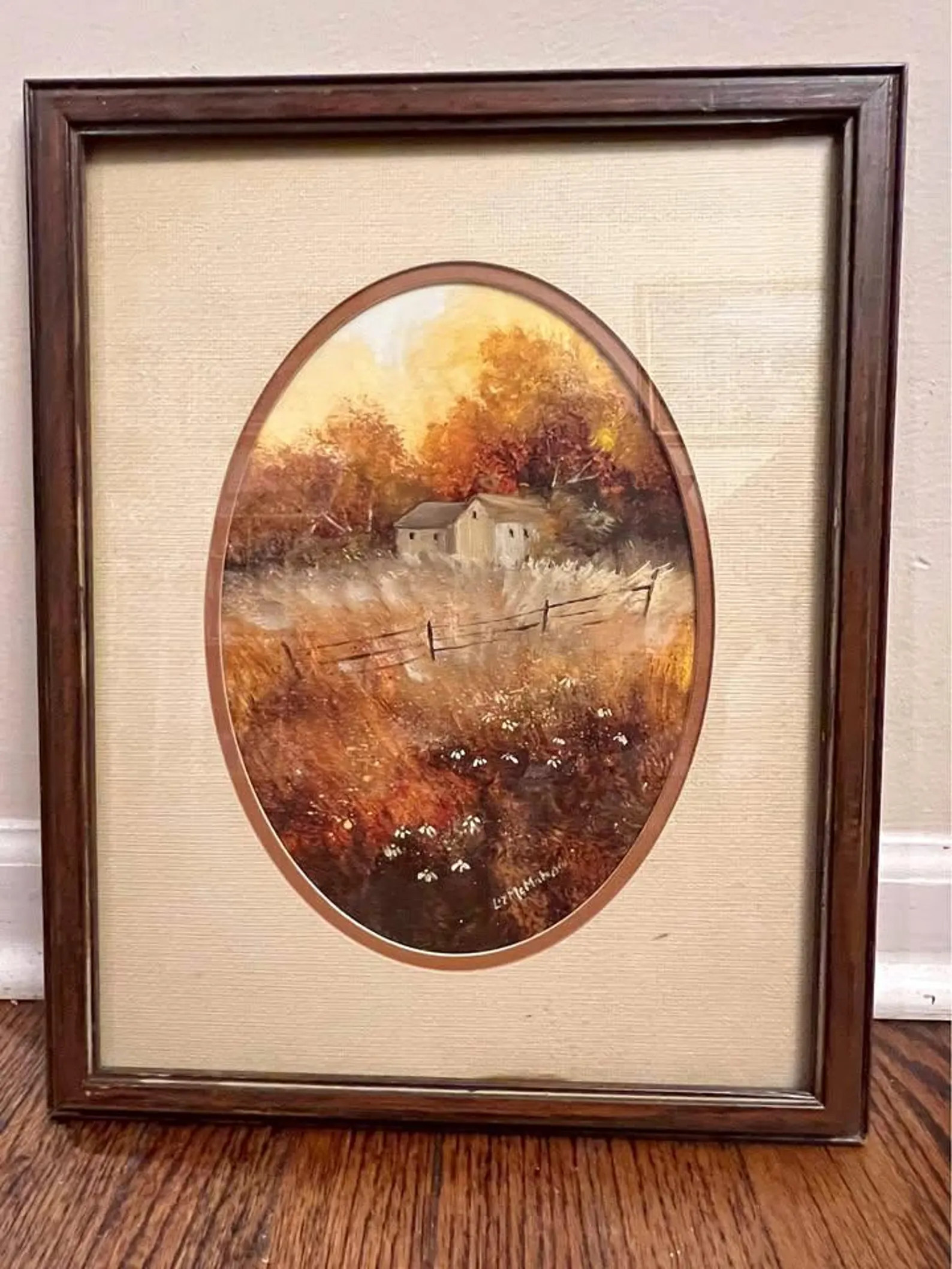 Vintage Country Barn Landscape Oil Painting, Rustic Autumn Scene, Framed Canvas Art, Cottagecore ... | Etsy (US)