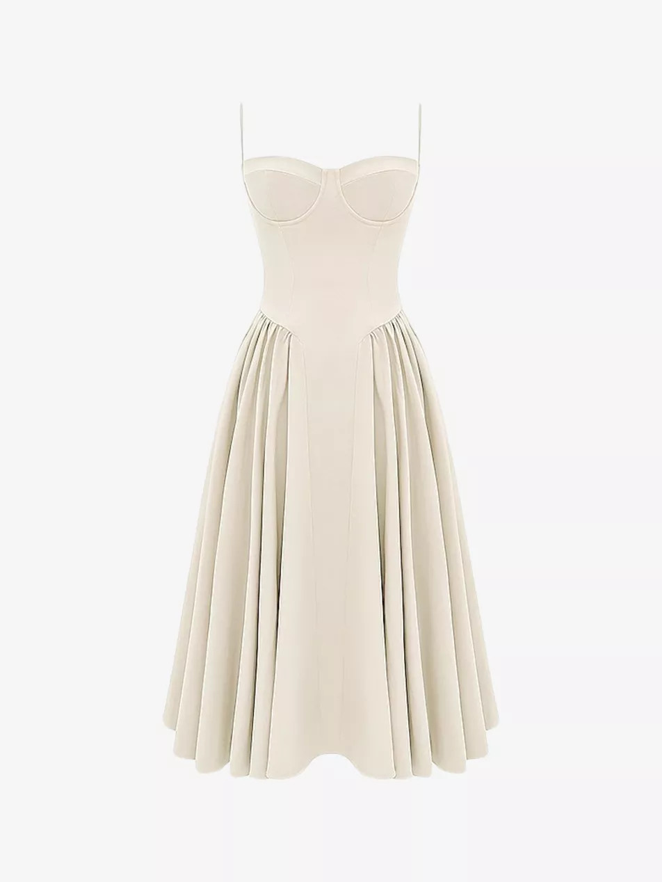 Samaria corset-top A-line stretch-cotton midi dress | Selfridges