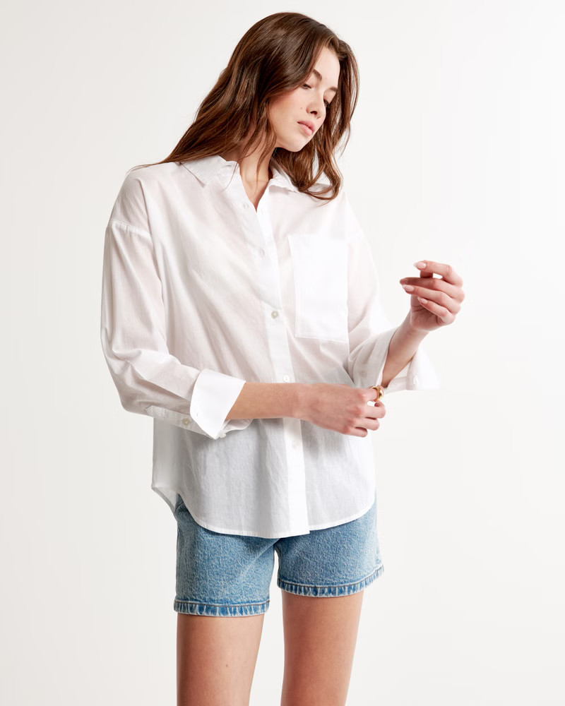 Oversized Sheer Cotton Shirt | Abercrombie & Fitch (US)