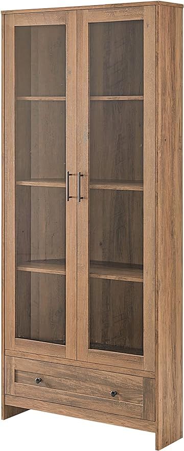 Home Source 71.5" Corner Storage Cabinet in Reclaimed Barnwood with Glass Doors | Amazon (US)