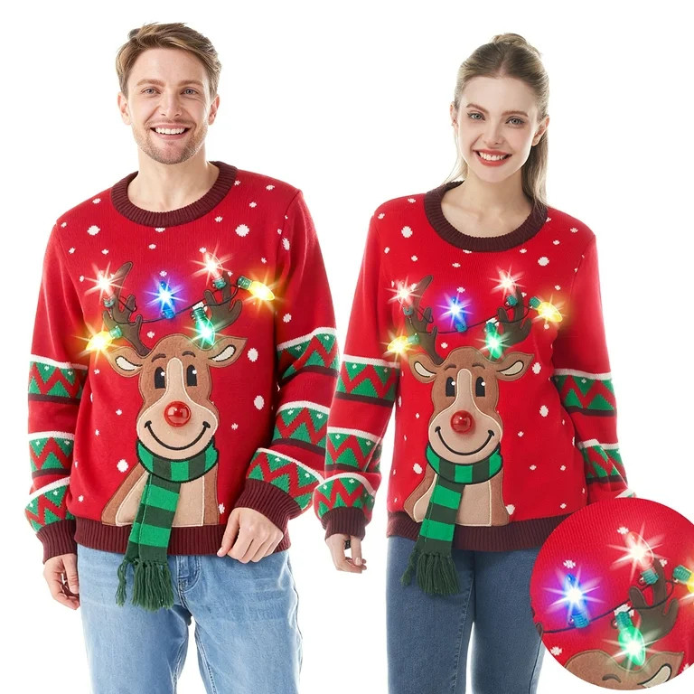 Joyfy Ugly Christmas Sweater Women, Led Light Up Ugly Sweater, Men Couples Women's Christmas Swea... | Walmart (US)