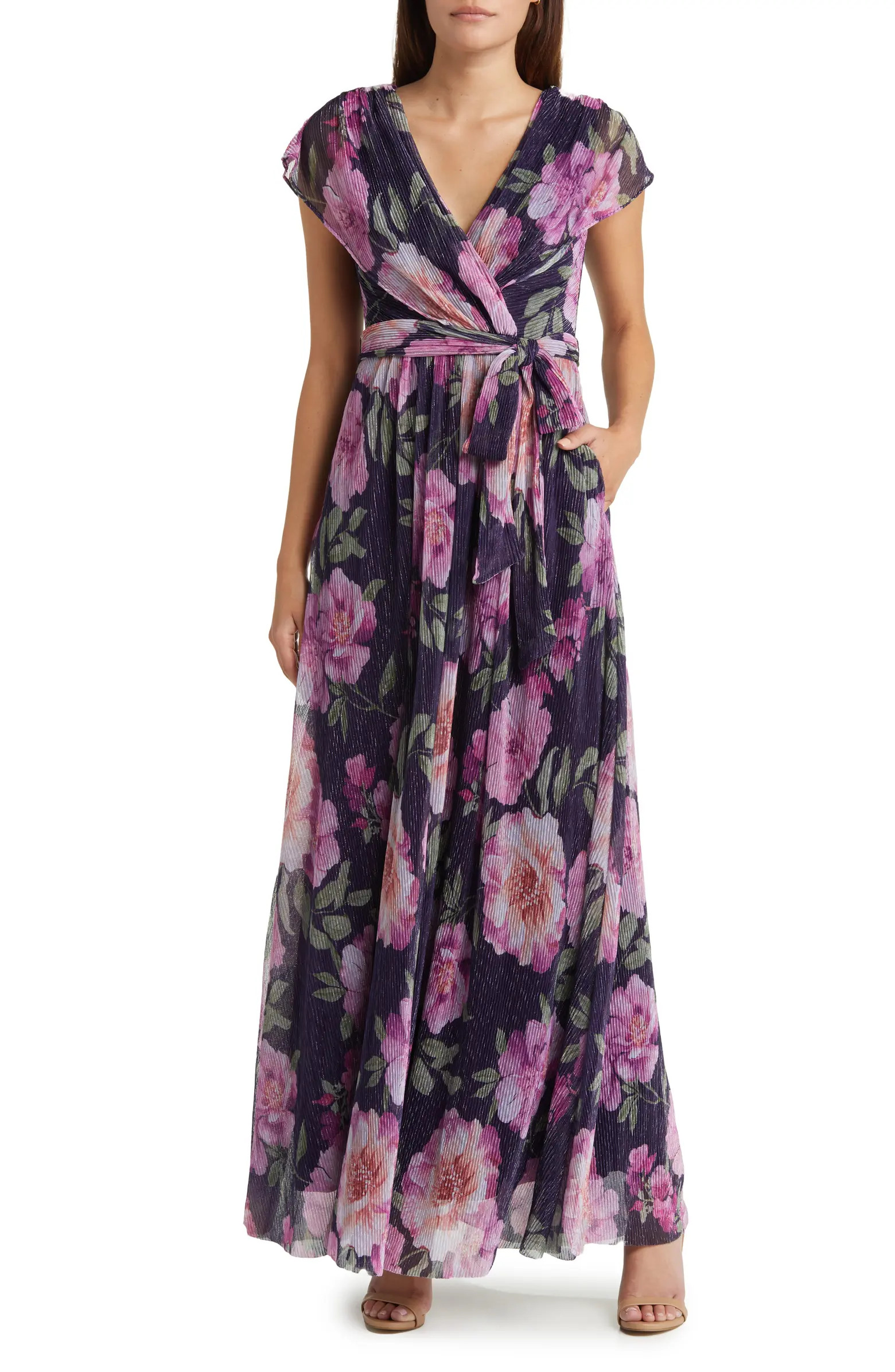 Floral Print Tie Waist Maxi Dress | Nordstrom