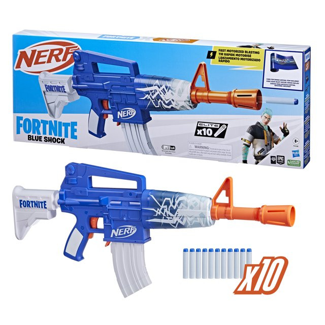 Nerf Fortnite Blue Shock Fast Motorized Kids Toy Blaster with 10 Darts | Walmart (US)