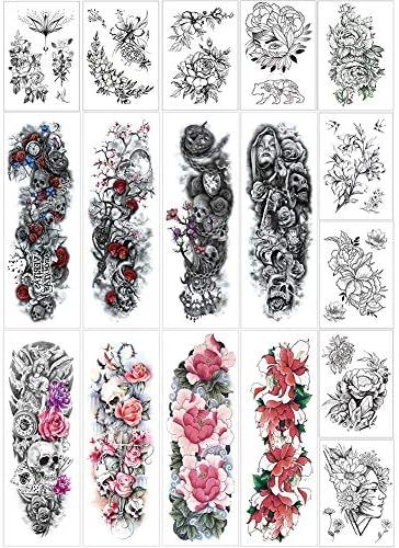 Full Arm Temporary Tattoo Stickers,Half Arm Tattoo Floral For Woman(17 Sheets) | Amazon (CA)