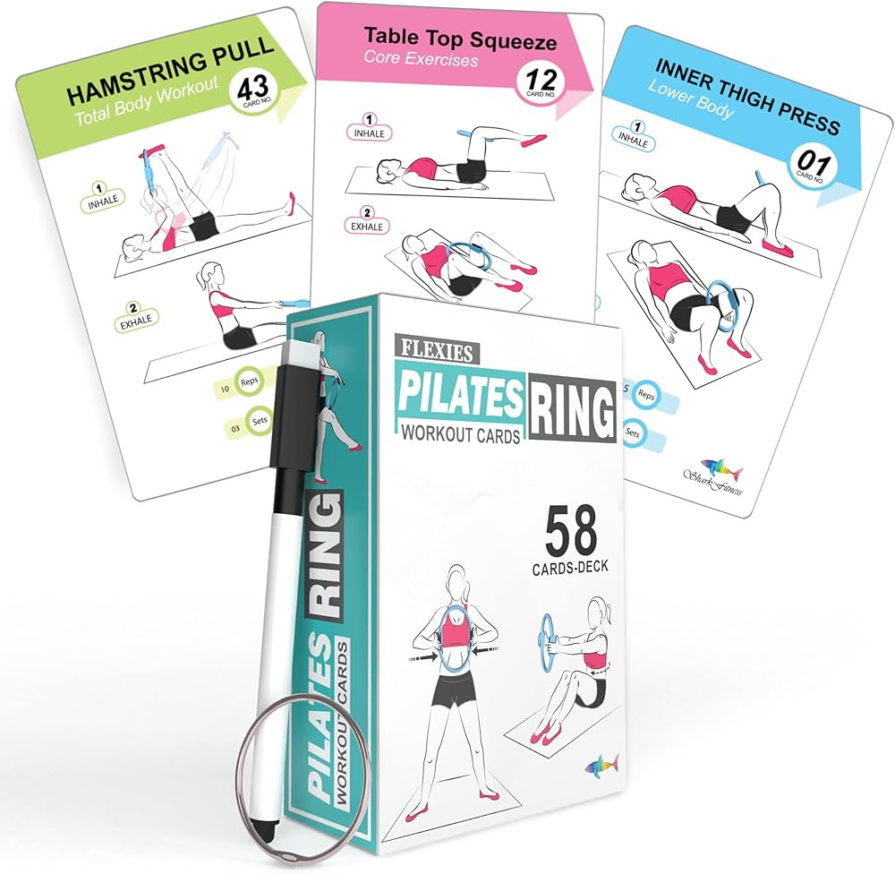 Pilates Ring Workout Cards -58 Exercise ring Card with Pilates circle Work Out Posture, Instructi... | Amazon (US)