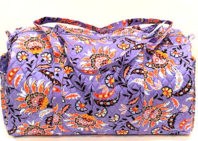 Vera Bradley Quilted Large Travel Duffel Gym Weekend Floral Purple Mural Garden | eBay US