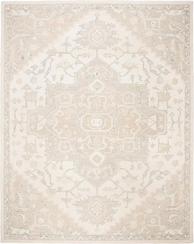SAFAVIEH Micro-Loop Collection Area Rug - 8' x 10', Ivory & Beige, Handmade Shabby Chic Medallion... | Amazon (US)