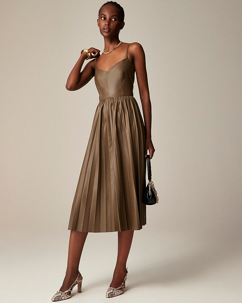 Collection pleated dress in faux leather | J. Crew US