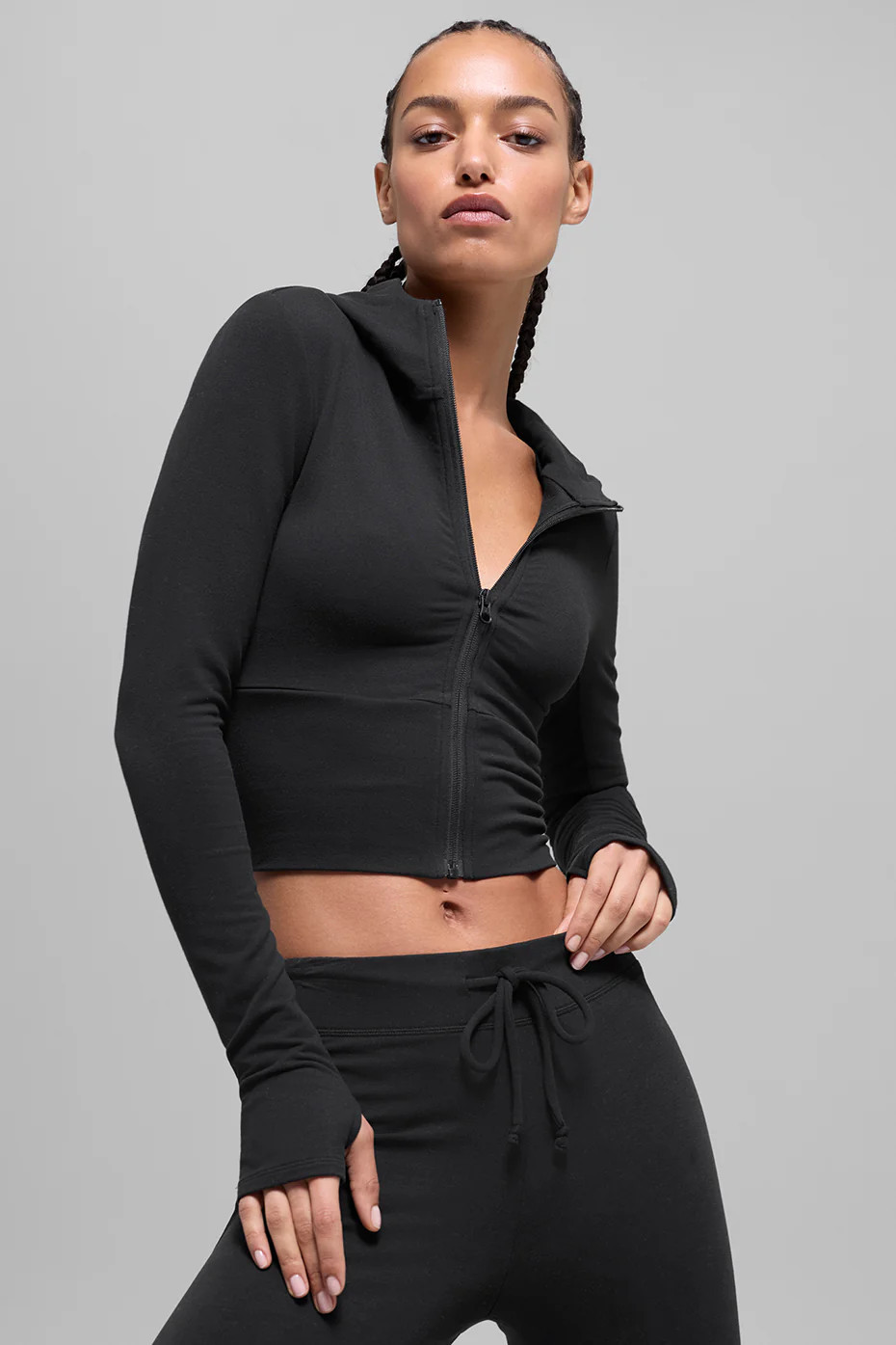 ALO | Sway Full Zip Hoodie in Black, Size: Medium | Alo Yoga (US)