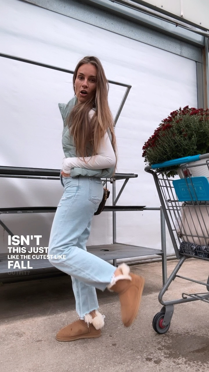 Target find: long sleeve tee shirt and puffer vest. Perfect fall outfit with Ugg boots and jeans. Wearing size XS in top. #targetstyle

#LTKSeasonal #LTKfindsunder50 #LTKfindsunder100