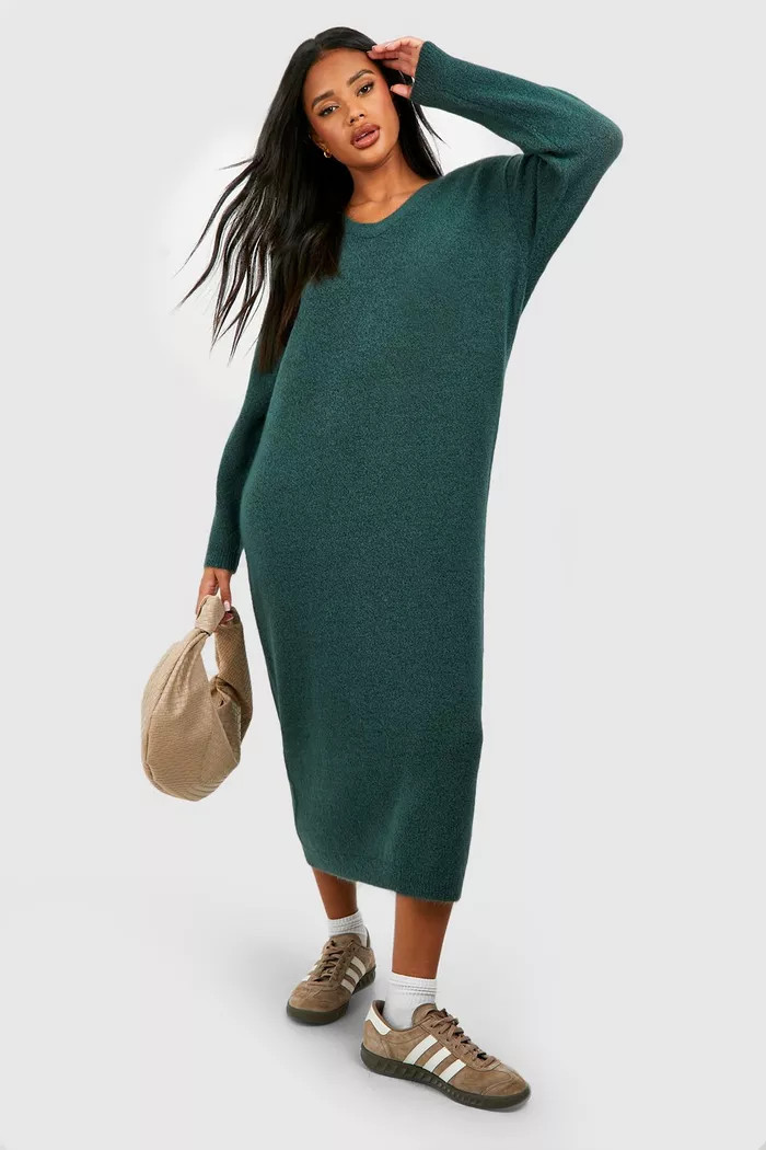 Slouchy Soft Knit Maxi Knitted Dress | boohoo (US & Canada)