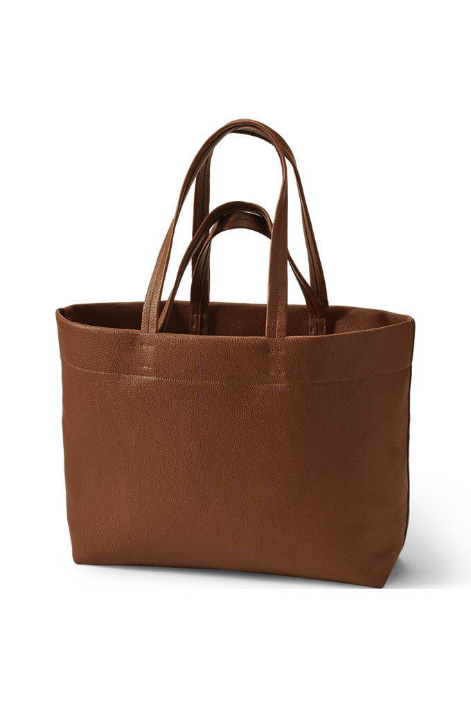 Women's Faux Leather Tote - Lands' End - Brown | Lands' End (US)