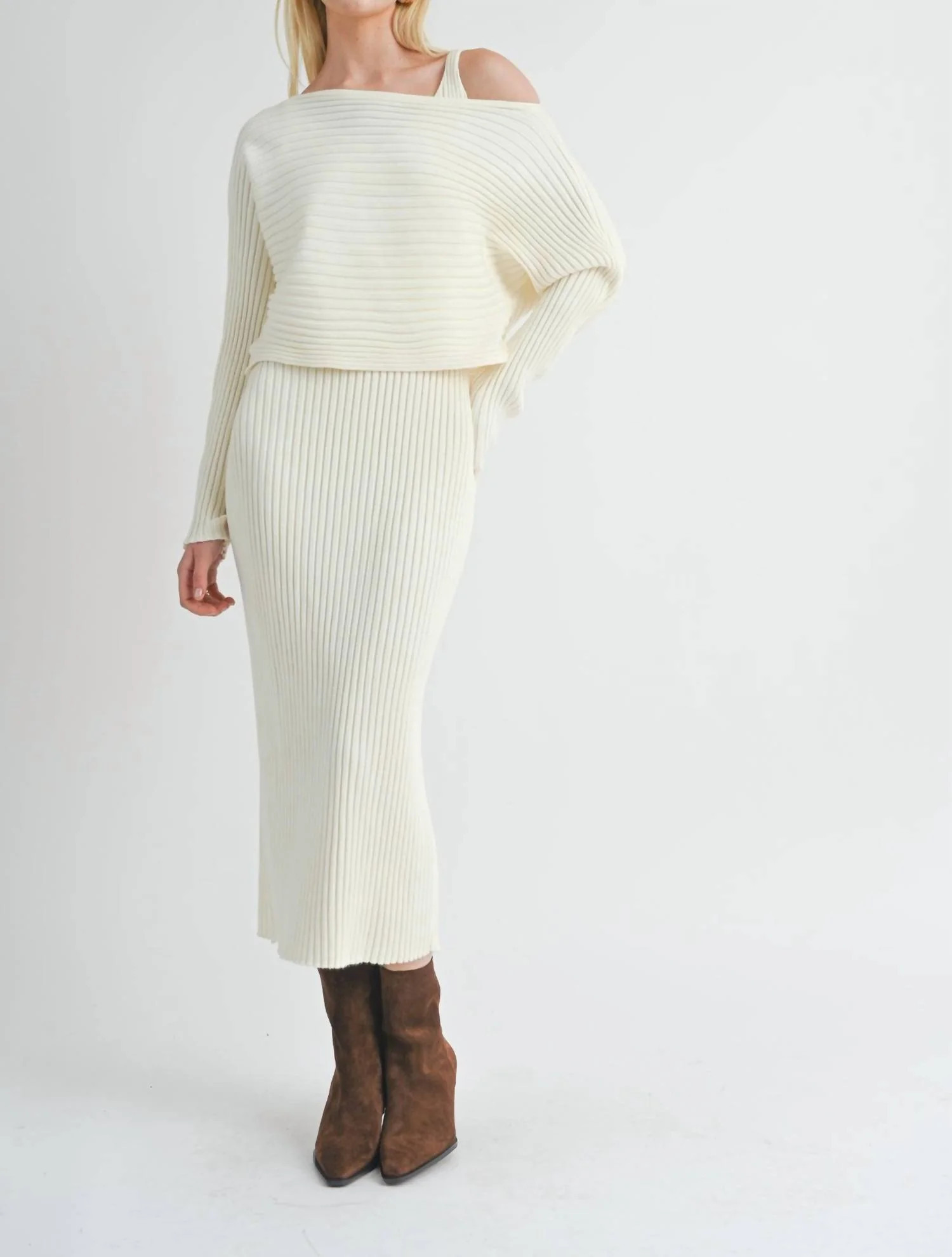 Gabi Sweater Dress Set In Cream | Shop Simon