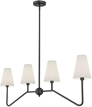 Electro bp;47"W 4-Light Linear Kitchen Island Lighting Fixture Classic Chandeliers Matt Black wit... | Amazon (US)