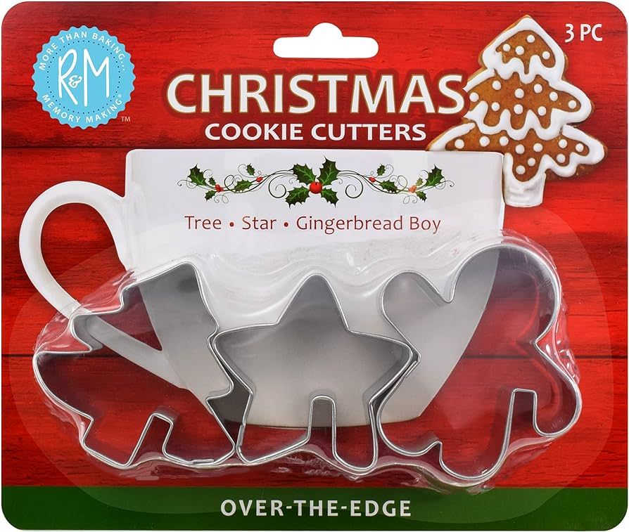 R&M International Christmas Over The Edge Set, 3 Pieces Cookie Cutters, Normal, Stainless Steel | Amazon (US)