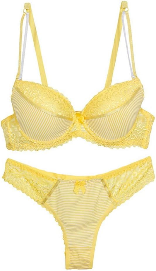Swbreety Women Lace Bra and Panty Set Stripes Lingerie Set Bowknot Underwire Bras | Amazon (US)