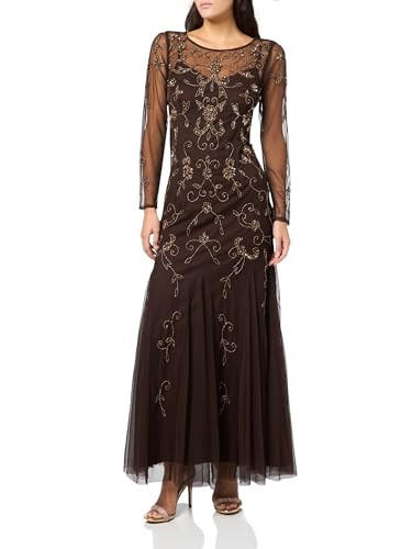 Adrianna Papell Studio Women's Bead Long Sleeve Dress, Chocolate, 14 | Amazon (US)