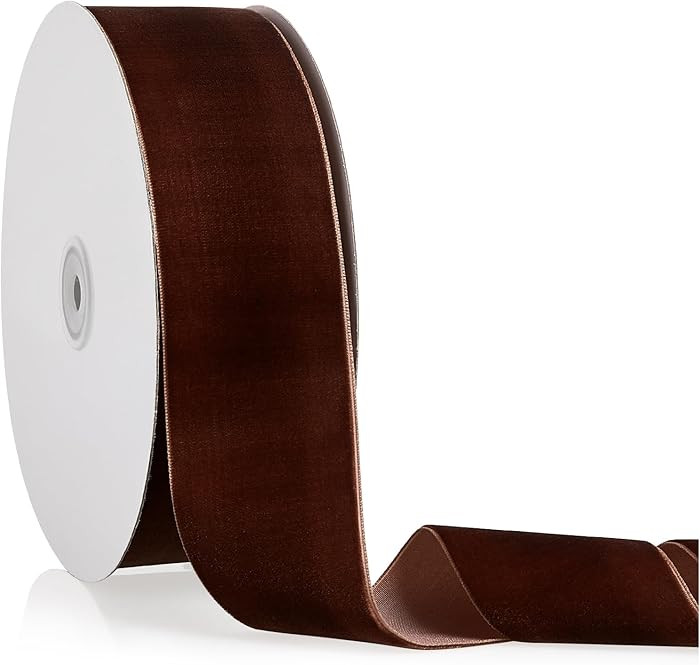 2" X 20 Yards Brown Velvet Ribbon for Christmas Tree Wreath Decoration Handmade Crafts Ornaments ... | Amazon (US)