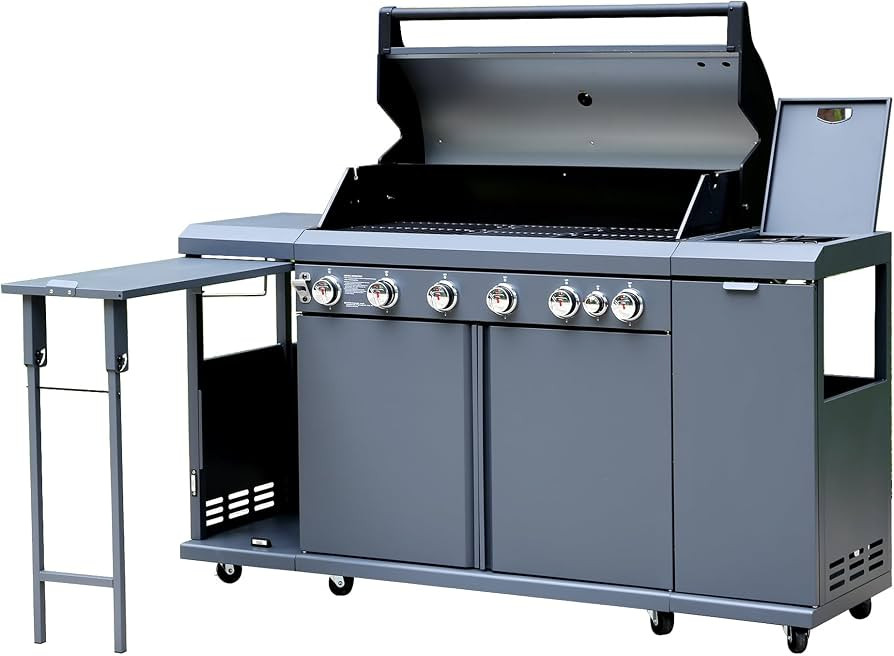 Flintex 6-Burner Propane Gas Kitchen Grill Island with Side Burner,72,000 BTU Stainless Steel BBQ... | Amazon (US)