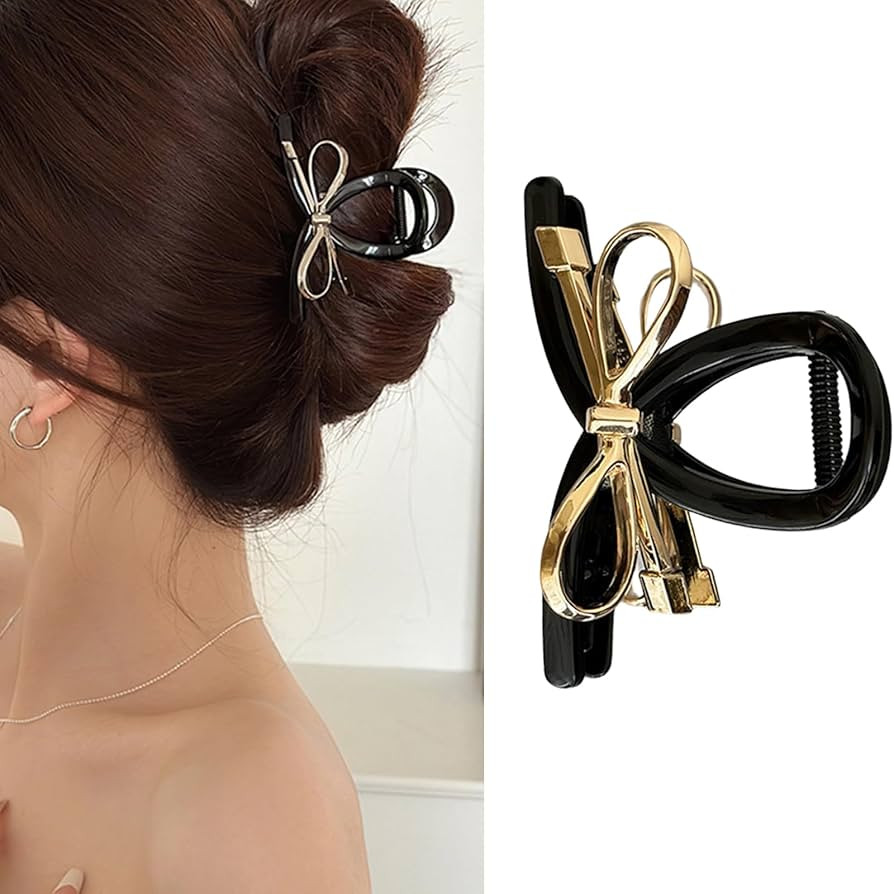 Bow Hair Clips for Styling Hair Bows Strong Hold Elegant Decorative Hair Pins Metal Fashion Gold ... | Amazon (US)
