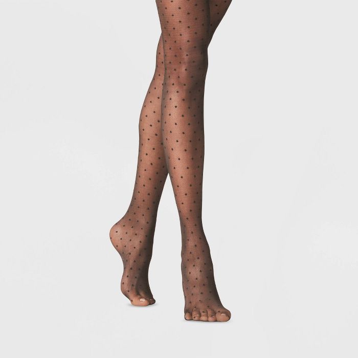 Women's Sheer Polka Dot Tights - A New Day™ Black | Target