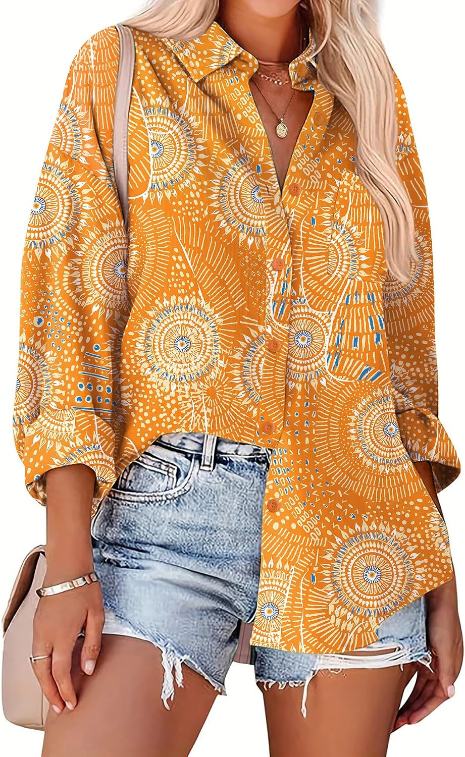 Zeagoo Women Button Down Shirts Oversized Long Sleeve Blouses with Pocket | Amazon (US)