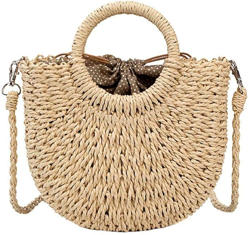 Women Straw Crossbody Bag Summer Beach Weave Shoulder Bag Rattan | Amazon (US)