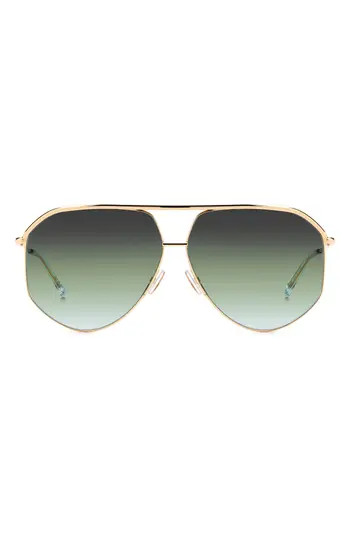 Isabel Marant Wild Metal 64mm Gradient Oversize Aviator Sunglasses in Rose Gold/Gray Green at Nordstrom Rack | Nordstrom Rack
