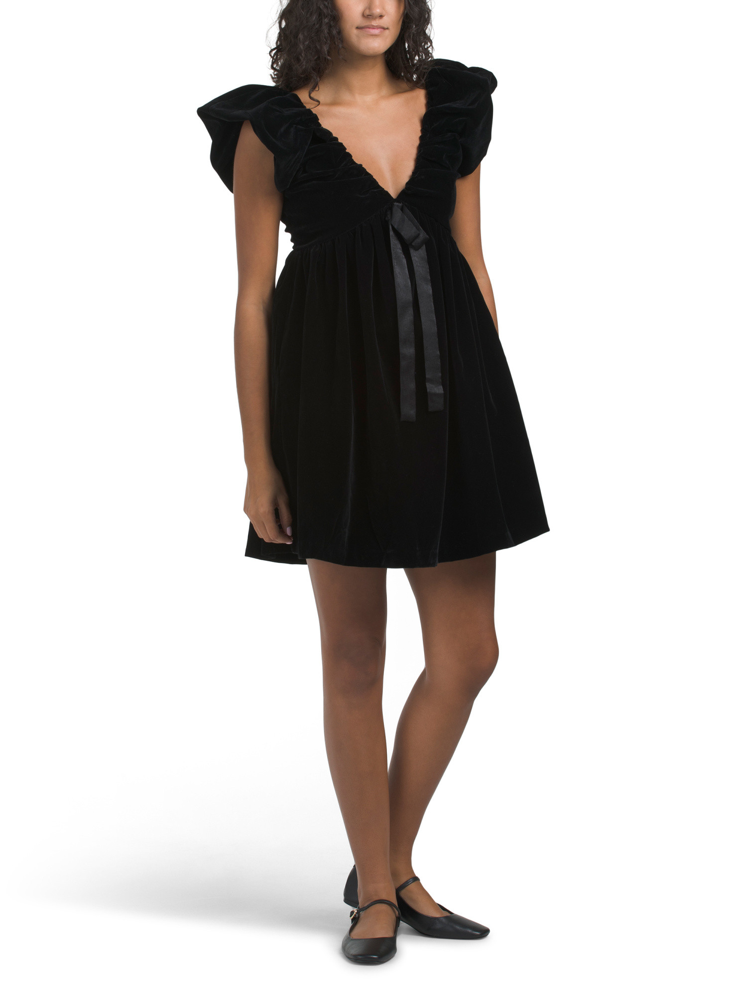 Velvet Satin Bow Mini Dress | Marshalls