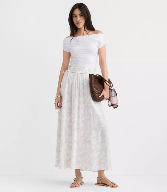 Petite Hibiscus Side Tie Maxi Skirt | LOFT