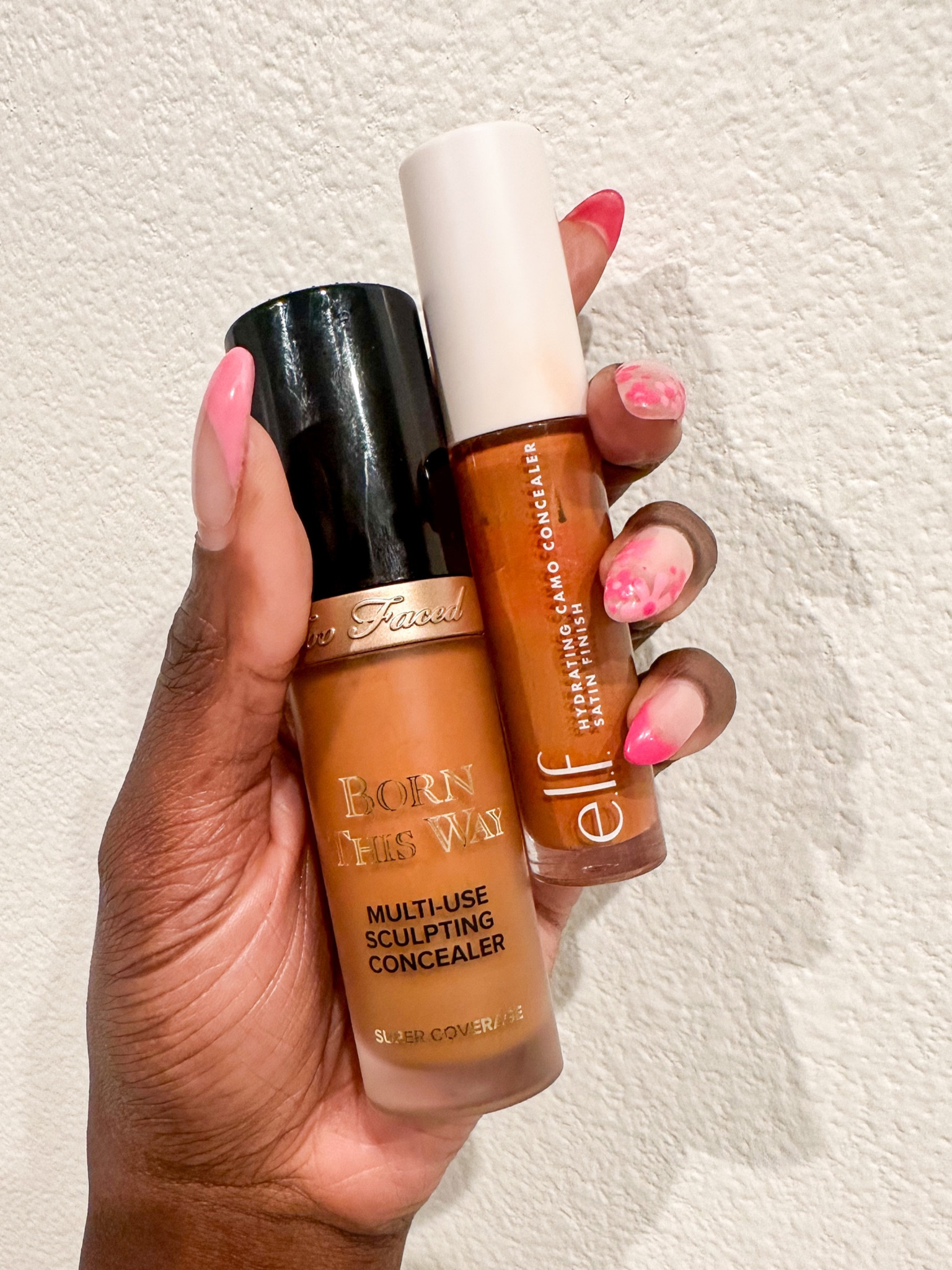 Favorite concealers. One is $35 and one is $7. Too faced concealer in toffee and elf camo concealer in deep chestnut  

#LTKbeauty