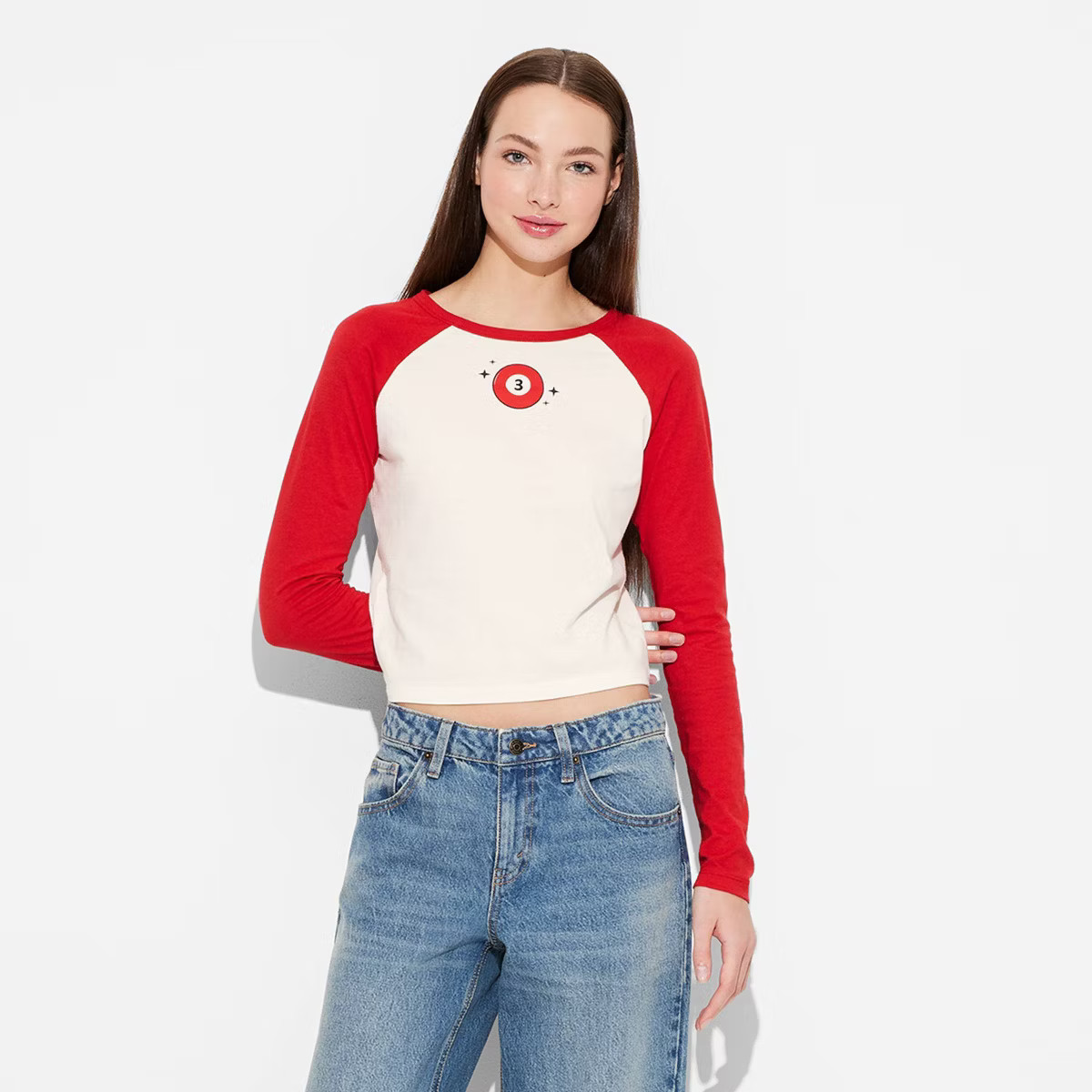 Women's 3 Ball Long Sleeve Graphic T-Shirt - White | Target