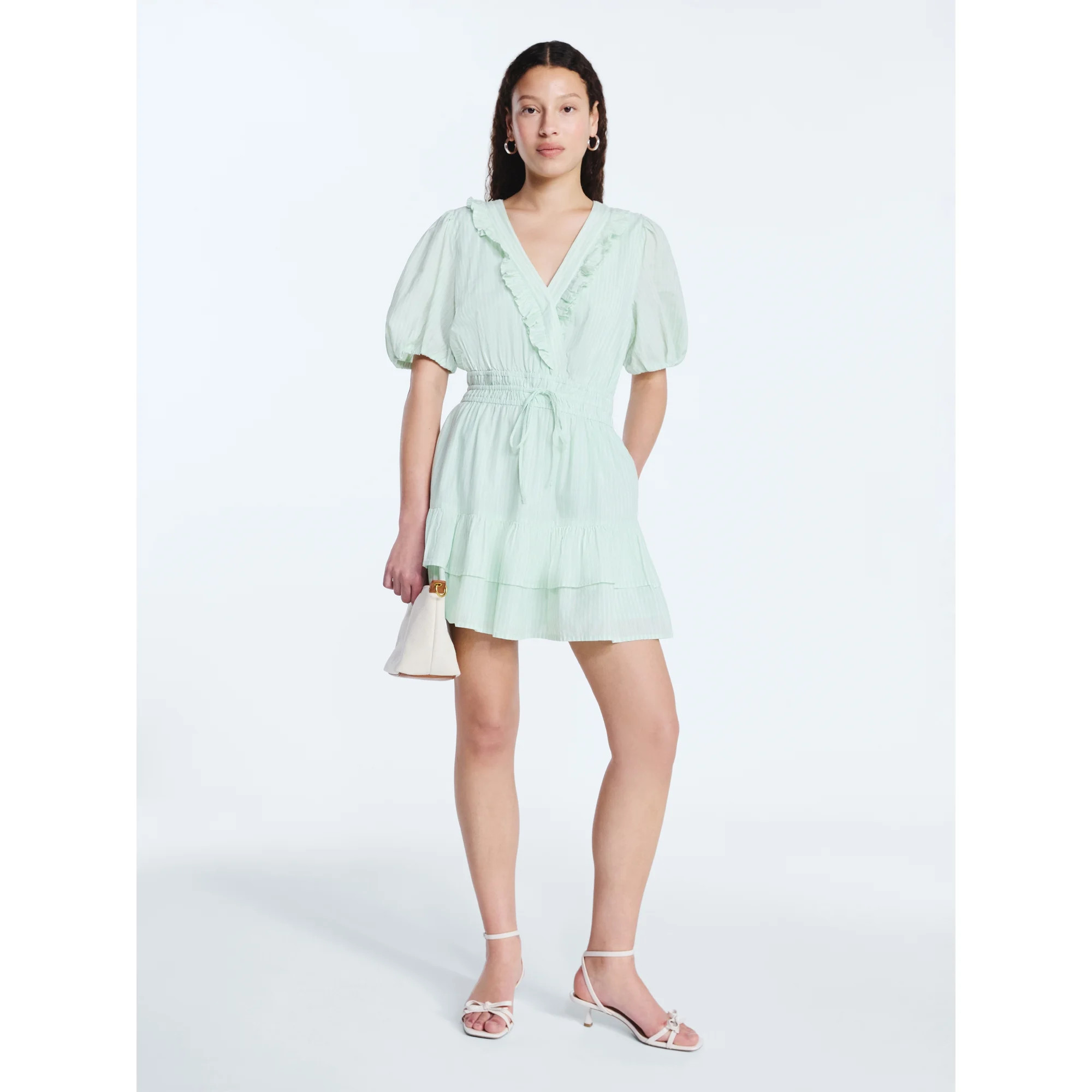 Free Assembly Women's Tiered Ruffle Mini Dress with Short Puff Sleeves, Sizes XS-XXL | Walmart (US)